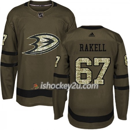 Mænd NHL Anaheim Ducks Trøje Rickard Rakell 67 Adidas 2017-2018 Camo Grøn Authentic